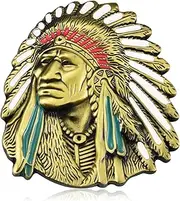 [KOORASY] Native American Indian Belt Buckle, Western USA Mens Belt Buckles Jeans Accessory Belt Buckle, Indian