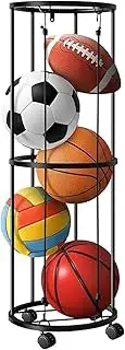 Garage Ball Storage Rack, Rolling Basketball Holder, Ball Cage Storage Rack for Basketball, Football, Volleyball, Space-Saving Sports Ball Storage Organizer for Garage & Home