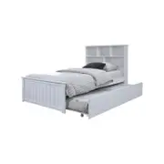 Myer White Single Bed with Trundle | Hardwood Frame