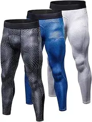 [SANANG] Men's 3 Pack Compression Pants Cool Dry Baselayer Sports Tight Leggings