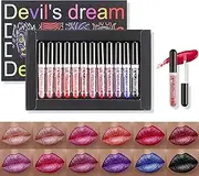 Gireatick 12 Colours Glitter Lip Gloss Set, 12 Pieces Diamond Shimmer Metallic Liquid Lipstick Set, Durable Waterproof Non-Stick Cup Lip Gloss Glow Cosmetic Kit