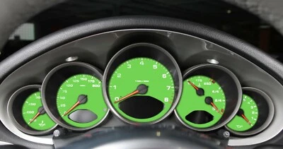 2011 Porsche 991 Cluster Speedometer Overlay Green Face Gauges
