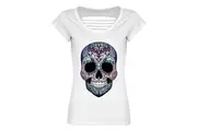 Grindstore Ladies/Womens Amaranthine Sugar Skull Razor Back T-Shirt (White) - UTGR167
