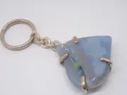 925 SILVER Keychain With Natural Chalcedony - Hard Stone -