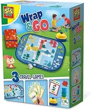SES Creative 02236 Wrap&Go Travel Games-Ludo-Quartet-Speed Blocks