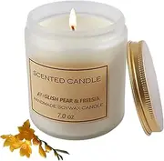 Scented Candles Gift,7oz Natural Soy Wax Candle,Long-Lasting Aromatherapy Candle for Home Decor & Fragrance(English pear & Freesia)