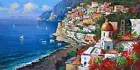 POSITANO PAINTING FLOWERING COAST ITALIAN PAINTER VINCENZO SOMMA ITALY DECOR