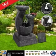 Solar Water Fountain Features Outdoor Garden Cascading LED Light Indoor