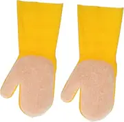 CANIGHT Pool Cleaning Mitts Set of 2 Cozy Latex Waterproof Non-Slip for Household Cleaning Spa Maintenance Dish Washing Yellow