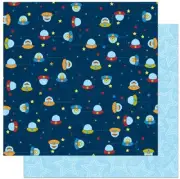 Scrapbook Paper 12" 5p BoBunny Blast Off UFO Alien Space Ship Astronaut monkey