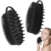 Silicone Body Scrubber, Body Brush, Soft Silicone Loofah, Loofah Exfoliating Body Scrubber, 2 in 1 Body Scrubber Shower, Silicone Scrubber Scalp Massager for Women Men,Shower Scrubber for Body, Black