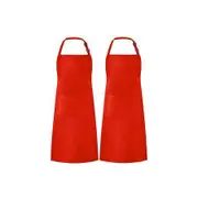 Chef Apron, Waterproof Apron, Adjustable Apron with 2 Pockets for Men Women, Apron for Cooking Baking Restaurant Red (2Pack)