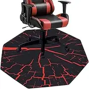 HiiARug Chair Mat for Hardwood Floor Anti-Slip Office Chair Mat Carpeted Floor Protector Octagon Computer Chair Mat for Home Office Dorm Gaming Room(Octagon 47"x47", Red Pattern)