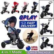 Qplay Cosy 4 In 1 Kids Children Tricycle Toddler Stroller Trike Bike Ride-On Toy