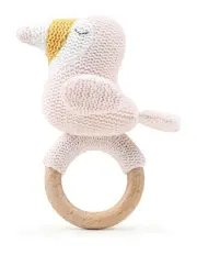 The Peanutshell Toucan Wood Ring Teether 13cm 0+ in Pink