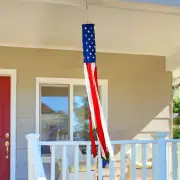 60" American Flag Windsock | Embroidered Stars, Patriotic Hanging Decoration