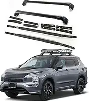 2PCS Roof Rail Rack 2PCS Cross Bars Set Compatible for Mitsubishi Outlander 2022-2024 Luggage Carrier Cargo Bars (Black Silver)(All Black)