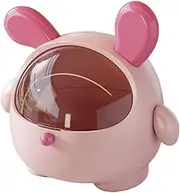 Fenteer Mini Trash Can Garbage Bin Cartoon Large Capacity Small Storage Box Desk Organizer Bin for Bathroom Office Kitchen Kids Home, Pink