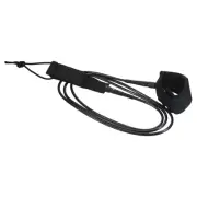 8ft x 7.2mm Surfboard Leash Straight Leg Rope with Key Pocket Wrist String Black