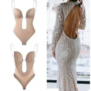 Women Plunging Deep V-neck Body Shaper Strapless Backless Bodysuit Shapewear-csn Color L