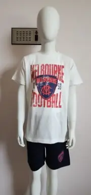 Melbourne Demons AFL AFMEL0841 W24 Boys Short Sleeve Pyjama Set Size 14 New