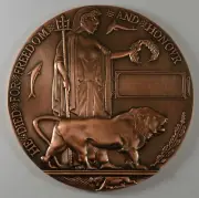 Bronze World War 1 Memorial/Death Plaque 'Dead Man's Penny' WW1 82mm Remembrance