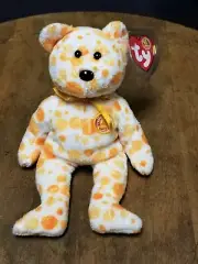 2004 Ty Beanie Babies "Alani" Orange & White BBOM Bear Plush Toy Animal MWMT