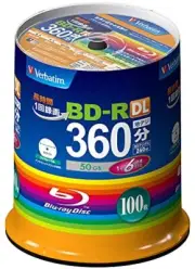 Verbatim Blu-ray Disc BD-R 50GB 100 Sheets 1-6x Speed VBR260RP100SV1