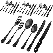 24Pcs Stainless Steel Silverware Set Easy to Grip Flatware Set Ergonomic Cutlery Kit Easy to Clean Tableware Kit for Party Home