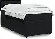 vidaXL - King Single Box Spring Bed w/Pocket Spring Mattress & LED | Black Velvet