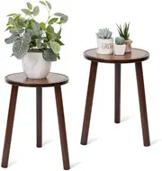 2 Pack Wood Potted Plant Stand, Round Side End Table