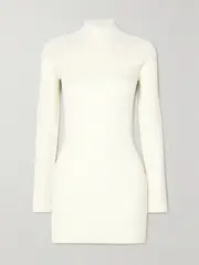 [GAUGE81] GAUGE81 - Minas Ribbed Merino Wool-blend Mini Dress - Ecru - large large Ecru