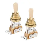 3 Way Short Straight Guitar Toggle Switch Gold with Yellow Tip Knob Caps
