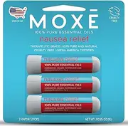 MOXĒ Nausea Relief Nasal Inhaler Sticks, All Natural Essential Oil Blend, Ginger, Cardamom, Peppermint, Sweet Orange, Upset Stomach, Headaches, Easy-to-Use Portable Aromatherapy, Made in USA, 3 Pack