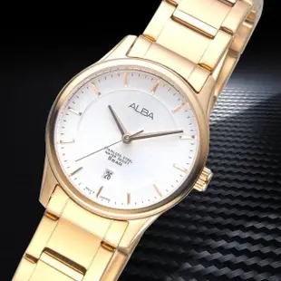 【ALBA】雅柏手錶 金色簡約都會風情銀白面鍊帶IP金女錶/AH7L66X1(保固二年)