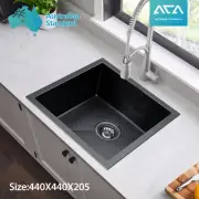 304 Stainless Steel Nano Grey Black Kitchen Sink Single Bowl Drop In/Undermount