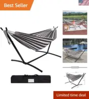 Hammock with Stand Outdoor Steel Frame Heavy Duty 450 lb Capacity Double