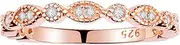 [Espere] Milgrain Marquise & Round Cubic Zirconia Eternity Ring Stacking Infinity Wedding Band Sterling Silver Platium Plated Rose Gold Plated Size 4-9