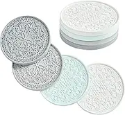TheDottieCo Absorbent Stone Coasters for Drinks, Coaster Set of 4 - Thickened, Grooved Design, Quick-Drying, Non-Scratch for Coffee Table, Kitchen, Modern Home Decor, 4 Inches (4 Colors)