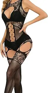 [BakeWhiz] Women's Fishnet Lingerie Bodystocking Body Stockings Full Body for Women Fishnet Body Stockings Mesh Bodysuit Tights Jumpsuit
