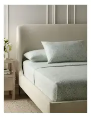 [Heritage] Printed Cotton Flannelette Sheet Set in Sage Medallion
