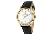 Maserati Epoca Leather Strap Silver Dial Quartz R8851118015 100M Men's Watch