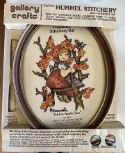 Vintage Hummel Stitchery Kit 9”x12” Girl In Apple Tree Unopened #8031 Frame