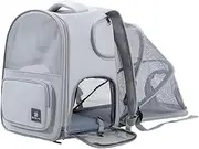 zolyet Cat Carrier Portable Breathable Pet Bag Shoulder Backpack Handheld Pet Bag Expandable Pet Backpack Cat Crate Cat Backpack Large for Small Medium Large Size Grey