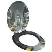 WC Toilet Seat with Soft Close Lid MDF New York Design vidaXL