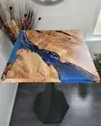Blue River Epoxy Coffee End Table Top, Square Epoxy Wooden Table Top Decor