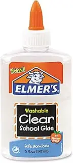 Elmer's Liquid School Glue, Clear, Washable, 147 ml, 1 Count - Great for Making Slime