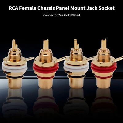 4PCS Gold Plated Brass RCA Female Socket Chassis Connector Phono Amp Audio Plug