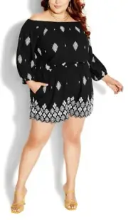 CITY CHIC Sun Lover Embroidered Playsuit Plus Size Medium / 18 NWT [RRP $129.95]