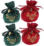 Zerodeko Peace Fruit Bag Christmas Velvet Candy Favor Pouches Drawstring Holiday Treat Bags for Xmas Present